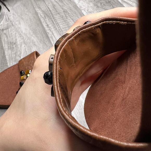 Y2K Nine West Kitten Heels Brown Beaded Size 7 - Picture 7 of 8